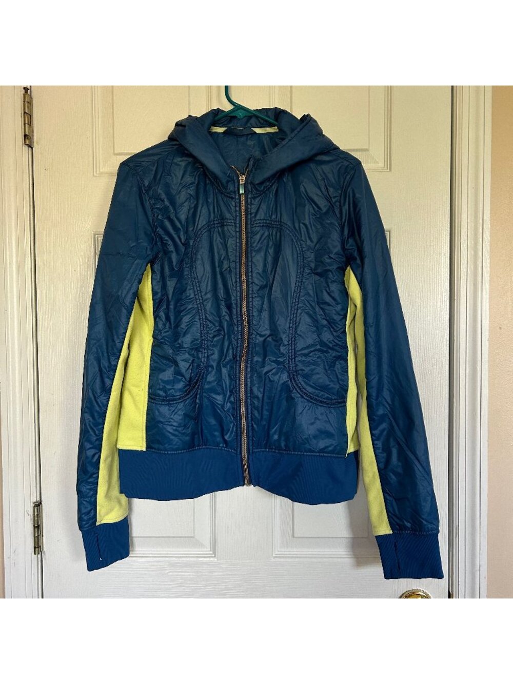 Lululemon Jacket Women Blue Lime Green Hooded